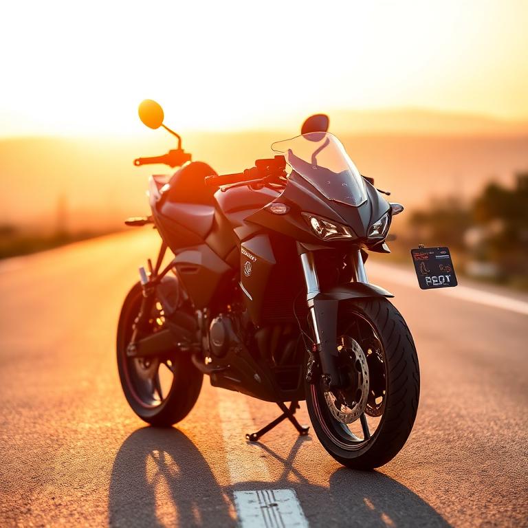 Black sport motorcycle at golden hour — California motorcycle insurance