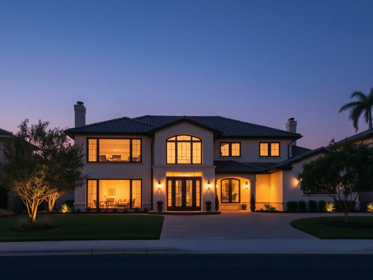 California family home at dusk protected by Surequest homeowners insurance